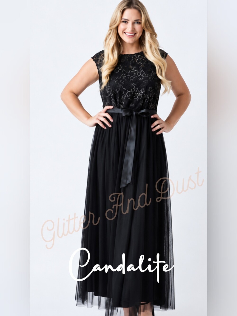Candalite Black Sequin Sparkle Maxi Dress